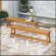 Contemporary Acacia Wood Patio Bench with Poolside Seating (Set of 2)