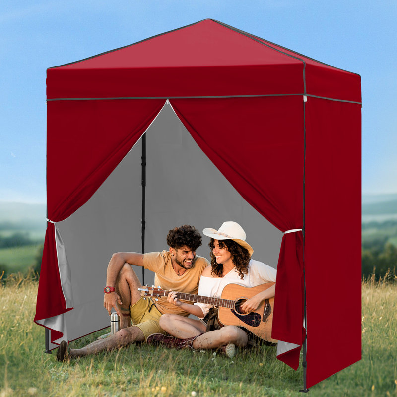 6x4 Canopy Tent, Heavy Duty Pop up Canopy with Sidewalls, Burgundy