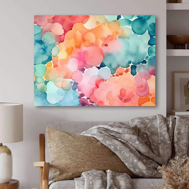 Rose et bleu sarcelle enchantés, impression sur métal, H 34 po x l 44 po