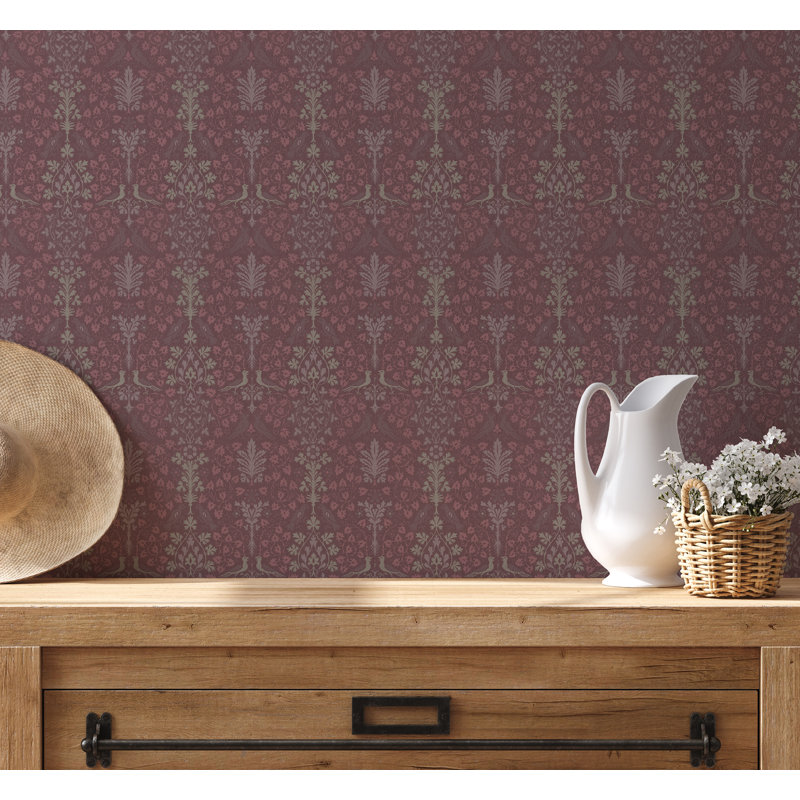 Yuki Osada Damask Wallpaper Double Roll, Rouge
