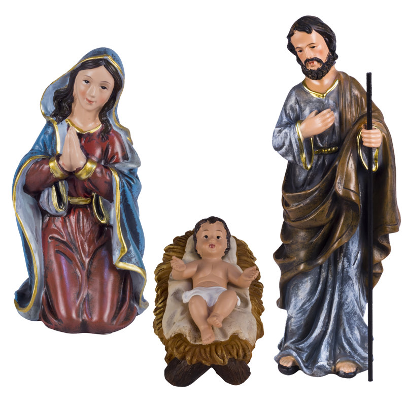 Crèche de la Sainte-Famille en 3 pièces, H 15 po x l 8 po x P 8 po