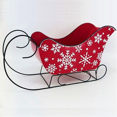 Snowflakes On Sleigh Metal Planter