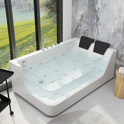 70.9'' x 43.3'' Whirlpool Acrylic Bathtub with Faucet