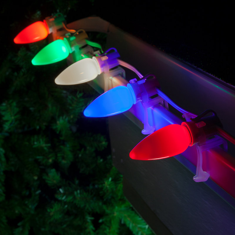 White Wire Shatterproof Smooth C9 OptiCore LED String Lights, 25, Multicolor