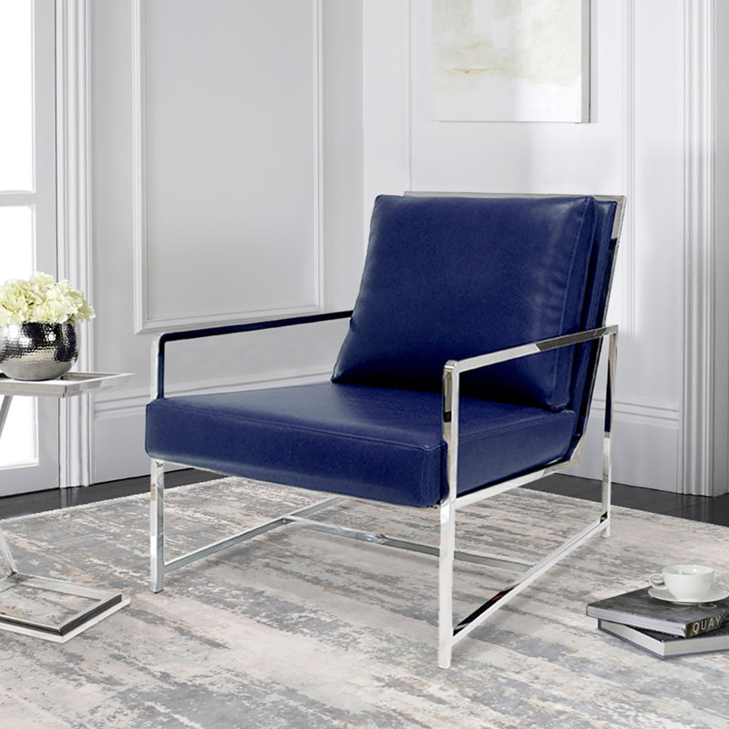 Fauteuil l 27 po, Similicuir luxueux bleu marine