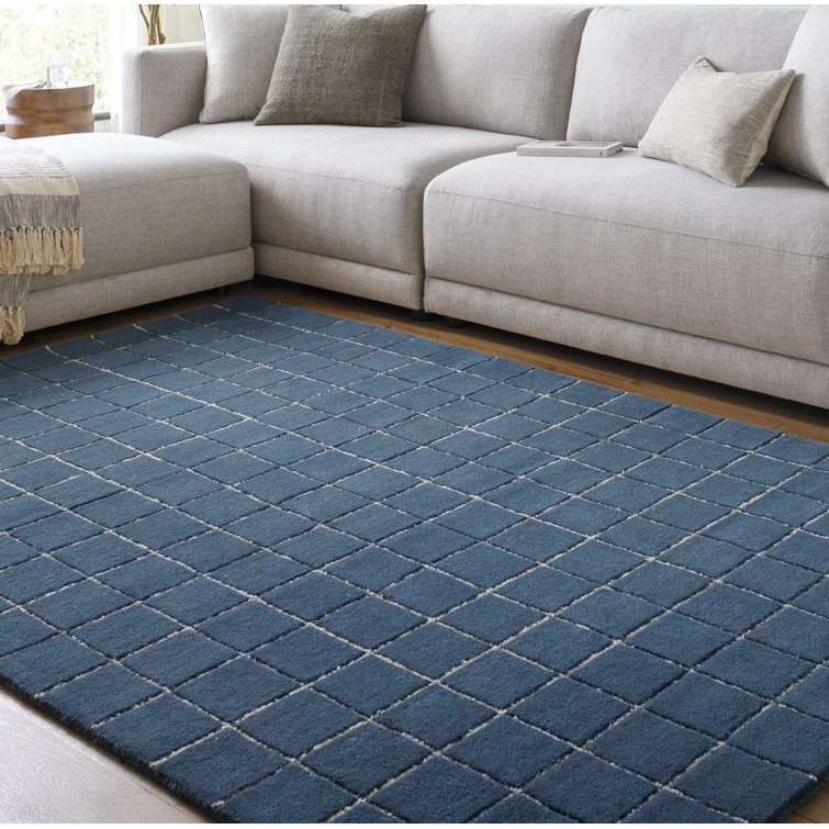 Tapis bleu touffeté à la main Mallory