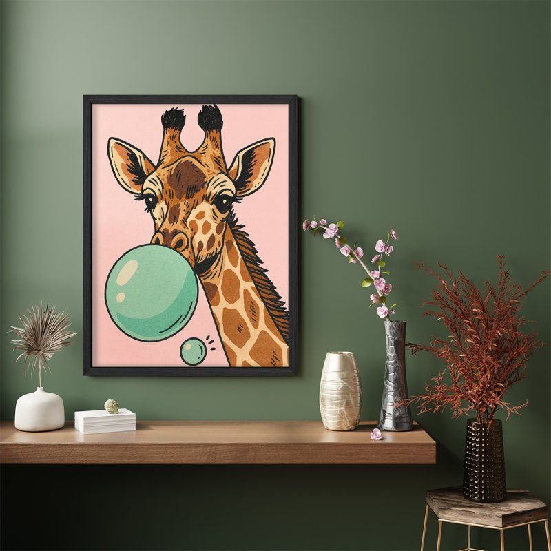 Art mural encadré Pop Art girafe, Noir, H 16 po x l 12 po