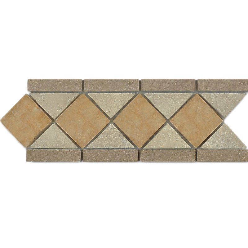 Tuile de bordure à chiaro travertin 4 po x 12 po culbutée Noce
