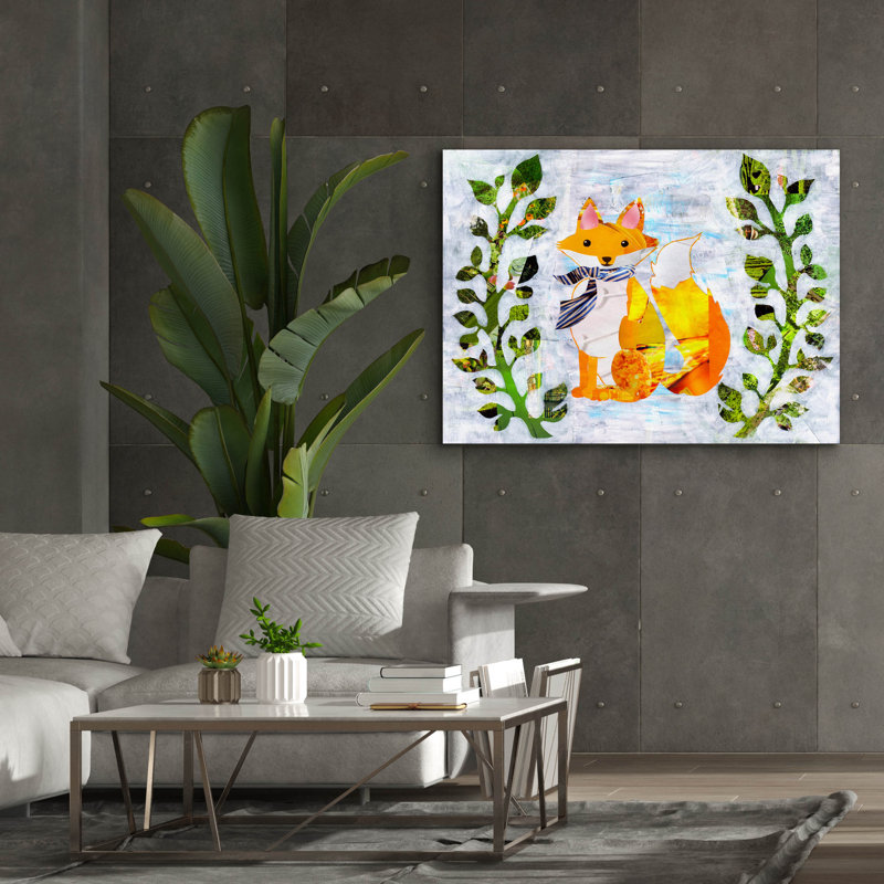 «Fox» par Artpoptart, art mural sur toile, H 40 po x l 54 po x P 1,5 po