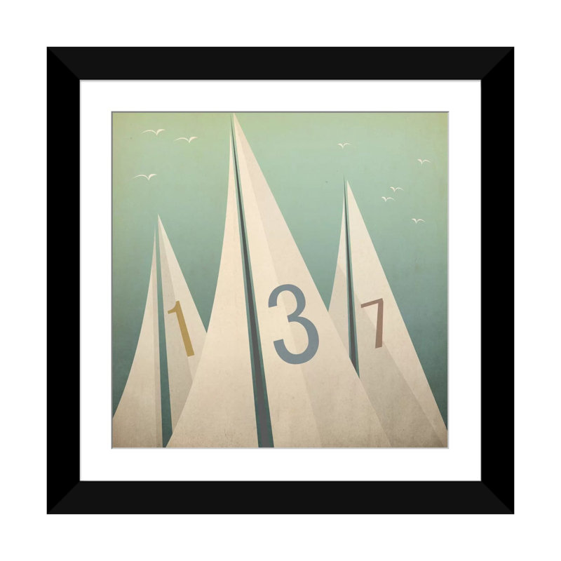 « voiles vii » par ryan, impression sur toile, H 16 po x l 16 po x P 1 po, Papier d'art encadré noir, Blanc