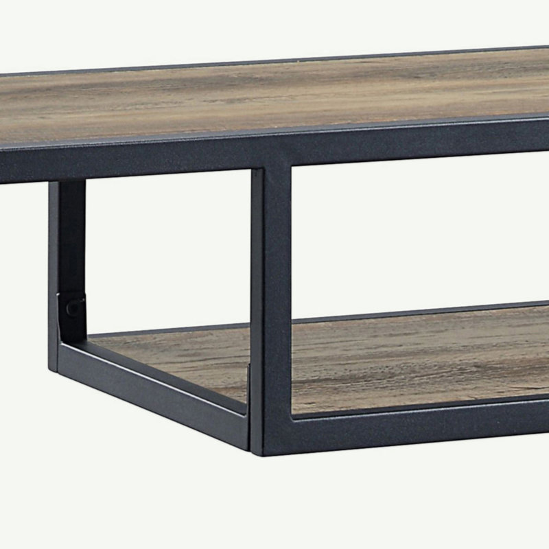 Rustic Oak And Black Console Table With 2 Shelves