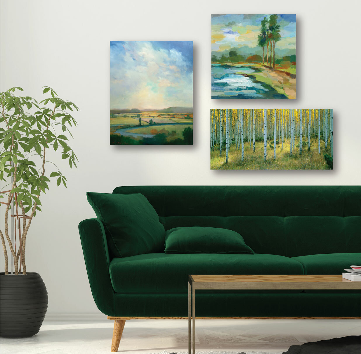 Winston Porter Serene Landscape On Canvas 3 Pieces Gallery Wall Set ...