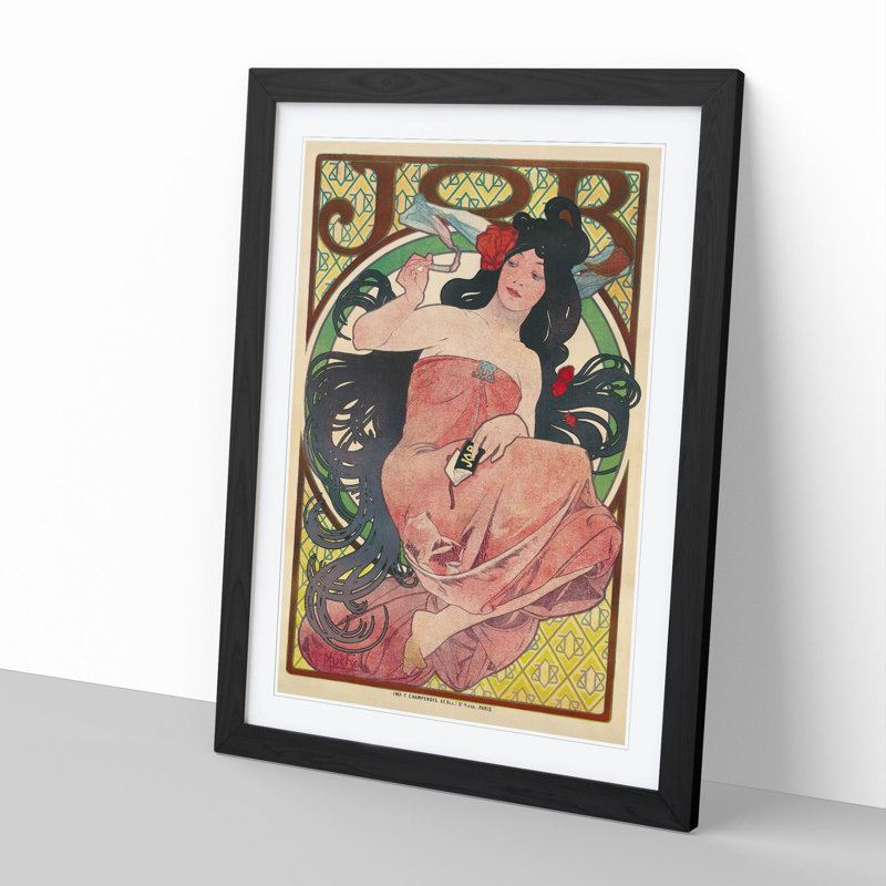 Job Vol.1 by Alphonse Mucha - Picture Frame Painting, Black, 65cm H x 48cm W x 2cm D