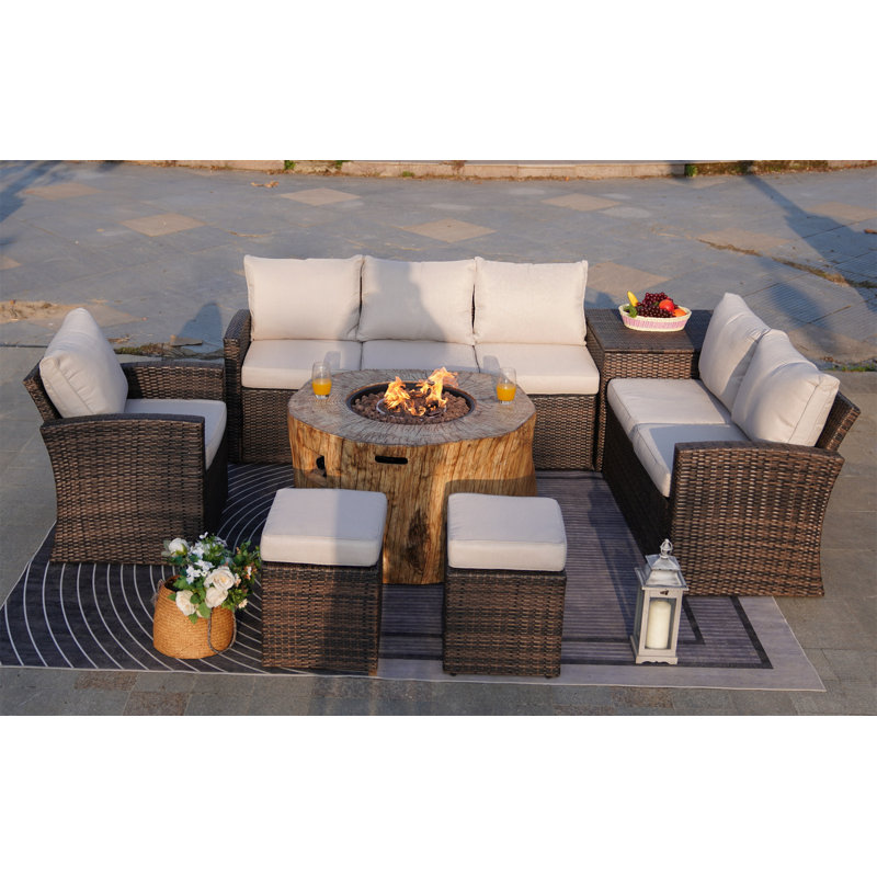 Tinoco 8 - Person Patio Conversation Sets with Cushions