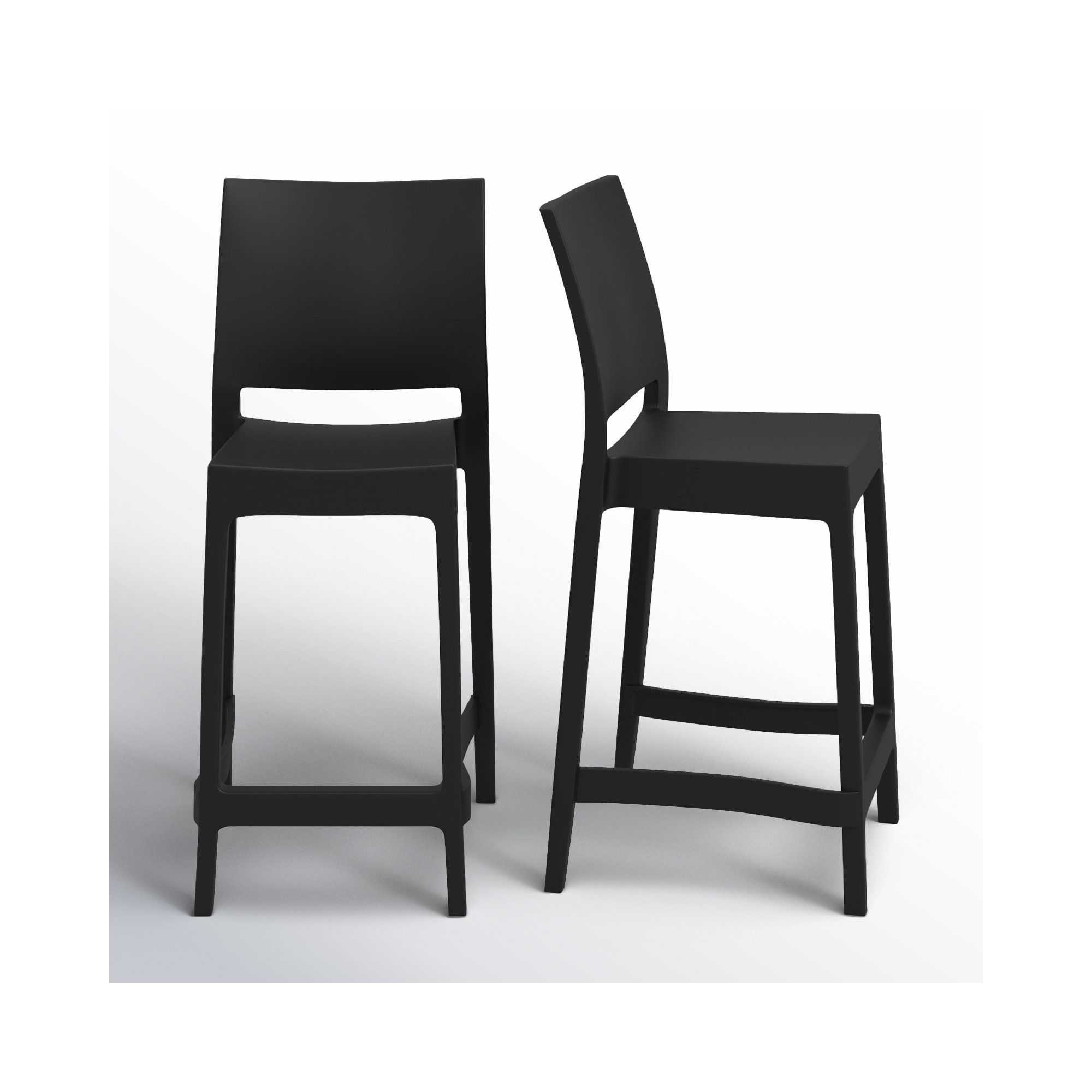 Adrienne Outdoor Bar Stool, Black, 25.5"