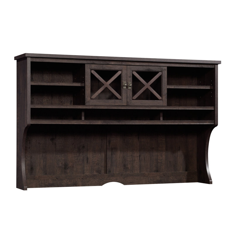 Brun élégant avec deux tablettes réglables, conception d'inspiration bord de mer pour le bureau à domicile, le salon ou le bureau, rangement intégré, espace de présentation élégant, fabrication en bois d'ingénierie, facile à utiliser