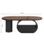Table basse ovale de luxe industrielle, table basse de 47,24 po avec tiroir de rangement, table centrale en métal pour le salon-1900022782-1910696717
