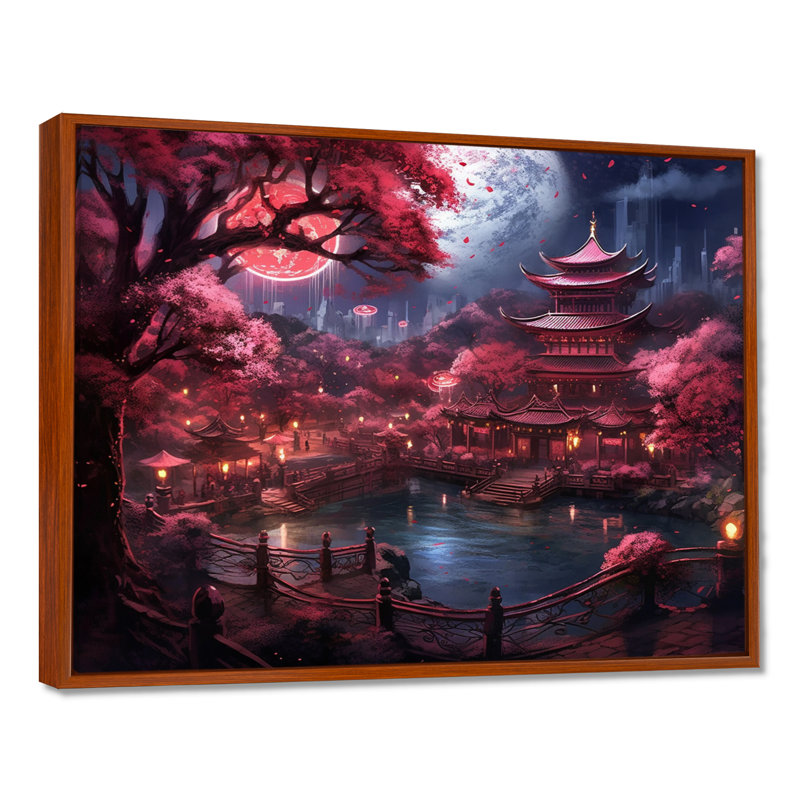 Japon, terre du Samouraï III - Japon, art mural, H 30 po x l 40 po x P 1,5 po, Cadre flottant brun