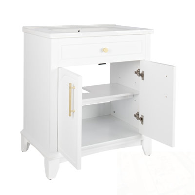 Meuble-lavabo avec lavabo, 2 portes et poignées en métal