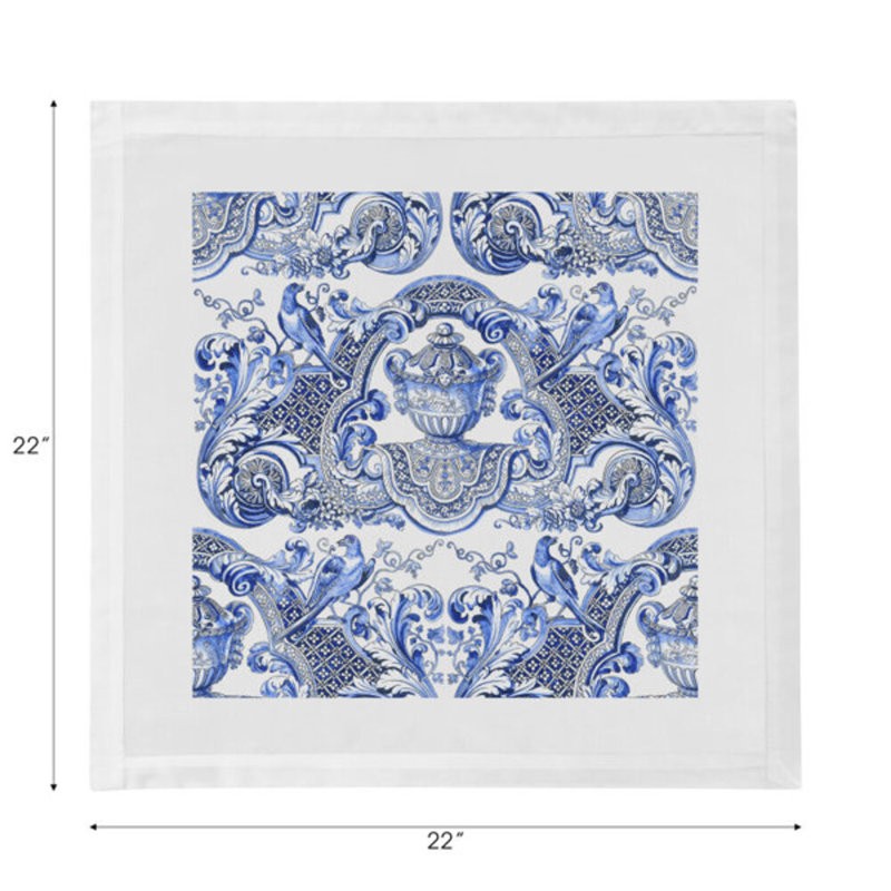 Royal Delft William and Mary Cotton Sateen Dinner Napkins, Blue