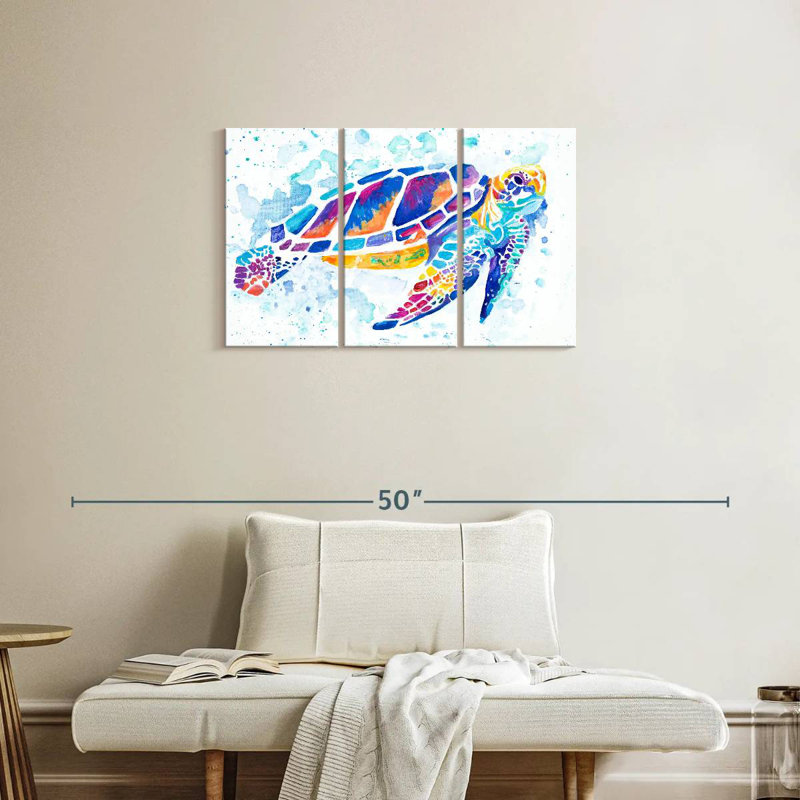 Brampt Vibrant Sea Turtle, 20" H x 33" W