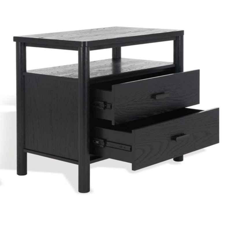 Table de chevet en bois manufacturé, Noir