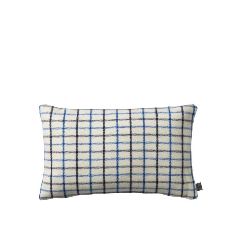 Slotsholmen Wool Pillow Cover & Insert, Blue/Beige Striped, Rectangle 11.81"H x 19.69"W
