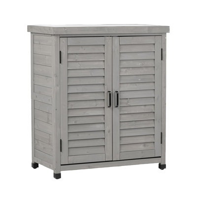 Potting Bench With Storage Cabinet And Metal Table Top For Outdoor Patio