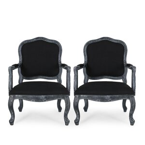 Etian Upholstered Armchair set of 2 black 