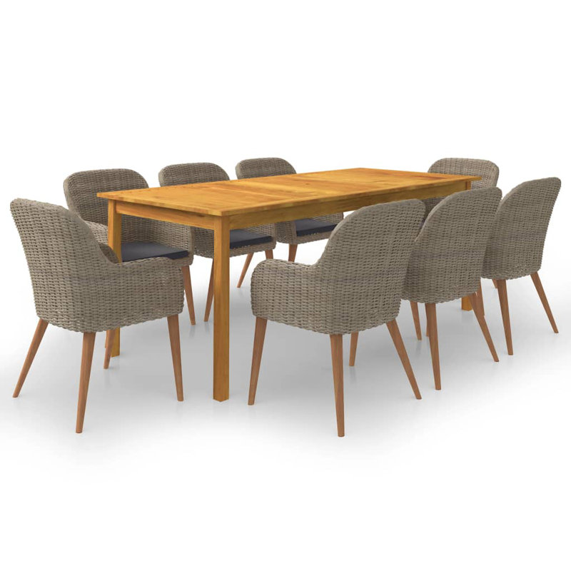 Ensemble de salle à manger d'extérieur, l 35,4 po x L 78,7 po x H 29,1 po, Gris, 8