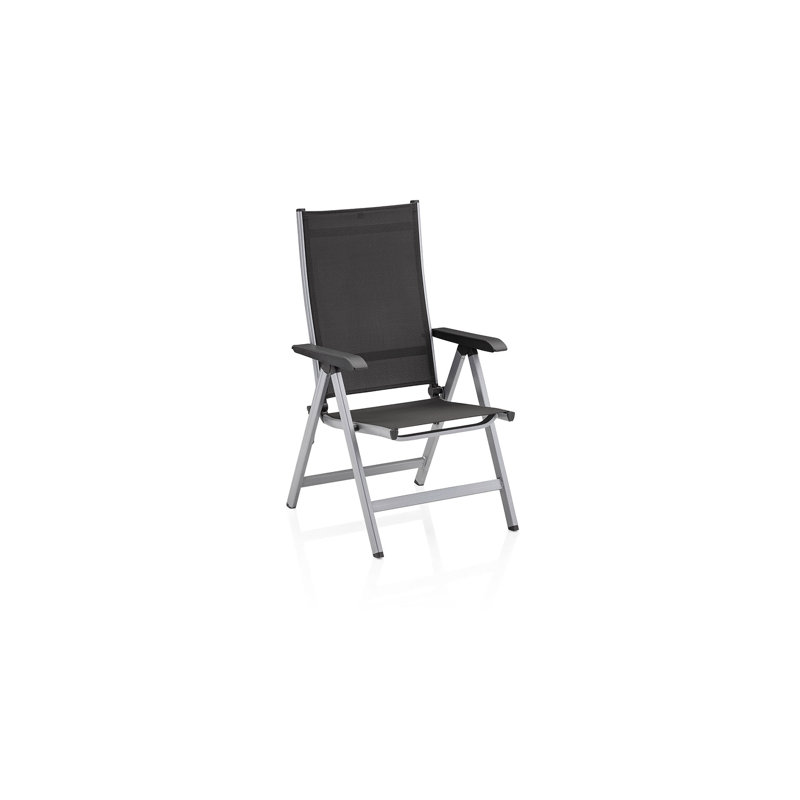 Multi-position armchair, silver/anthracite, aluminium outdoor fabric