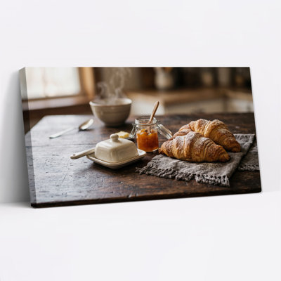 «Golden Croissants with Orange Jam and Butter», art mural sur toile