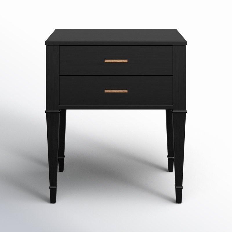 Kai Black 2 Drawer Nightstand, Black