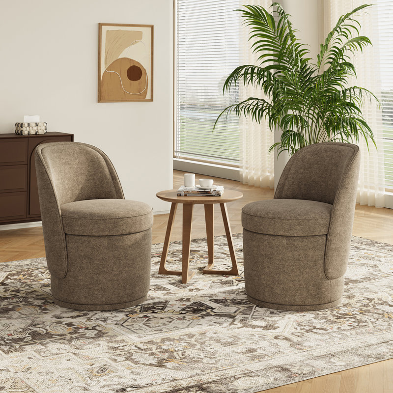 Fauteuil d'appoint pivotant rembourré avec rangement, sans assemblage, Brun