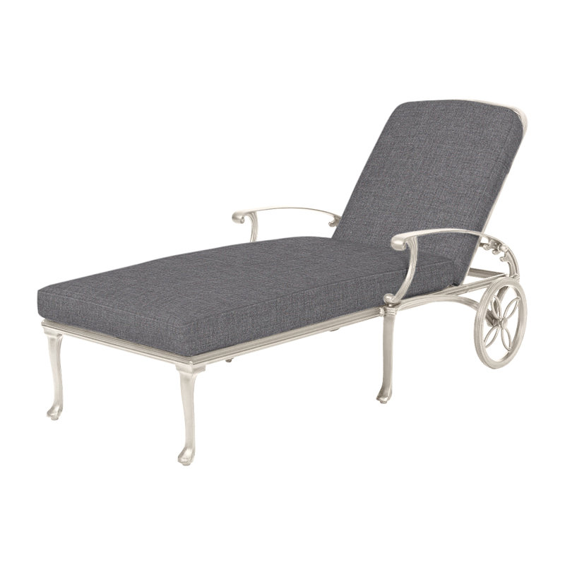 Michigan Outdoor Chaise Lounge, Cast Slate Sunbrella® Plainweave, Vintage