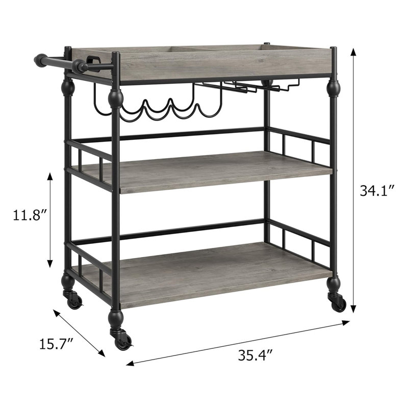 Landaff Metal Bar Cart, Gray