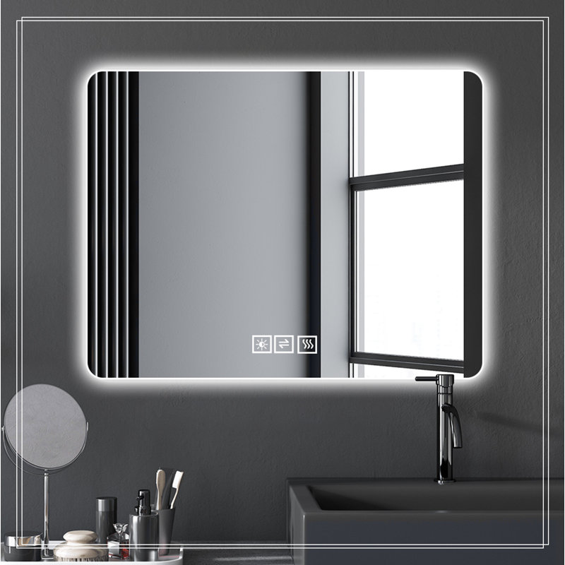 Miroir de salle de bain avec lumières à DEL avant et rétro-éclairé, anti-buée