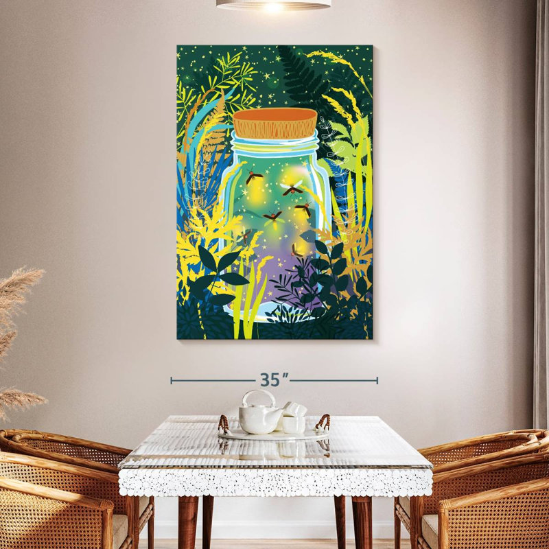 Glass Jar Fireflies, 51" H x 34" W