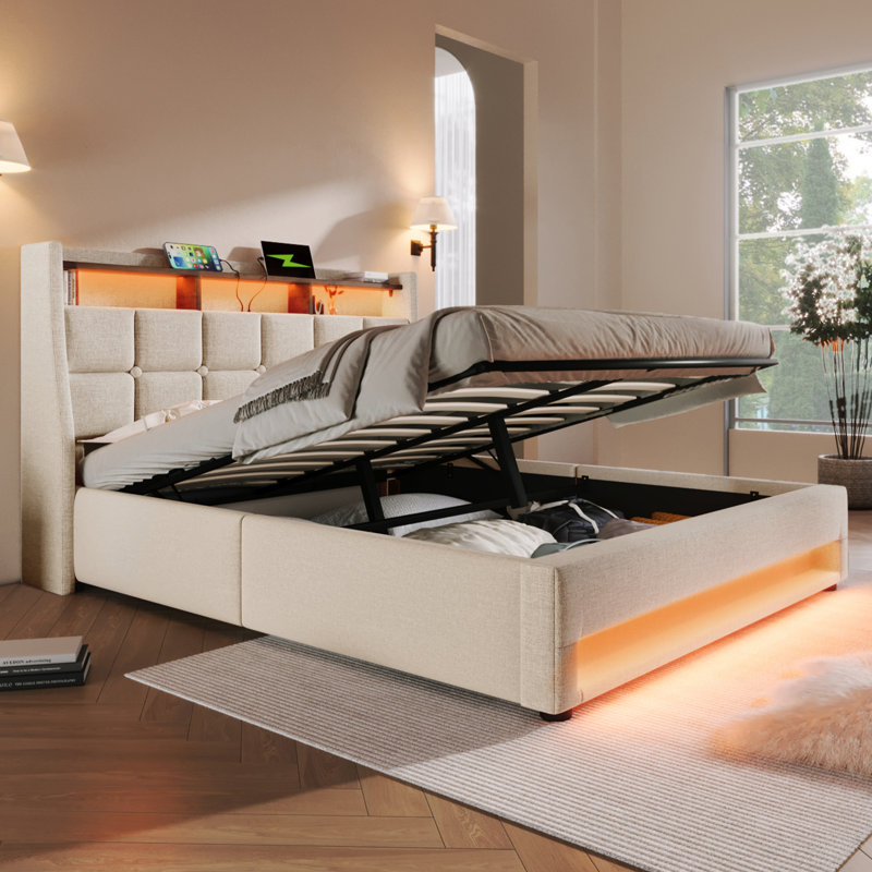 Bed, Beige, Double (4'6)