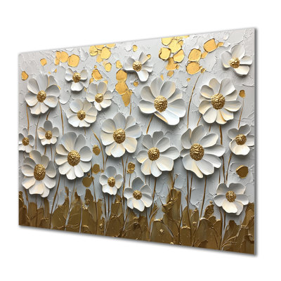 «Pure Cream Wildflower Bloom IV - Wildflowers», art mural métallique traditionnel