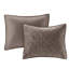 Courtepointe 3 pièces en velours taupe double / grand - matelassé géométrique pour une chaleur douillette, comprend 1 et 2 taies décoratives, rembourrage en coton douillet-118022743-118022744