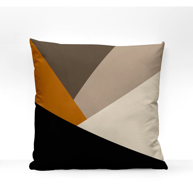 Coussin décoratif intérieur / extérieur Isla, L 19 po x H 19 po, Orange, motif géométrique 2