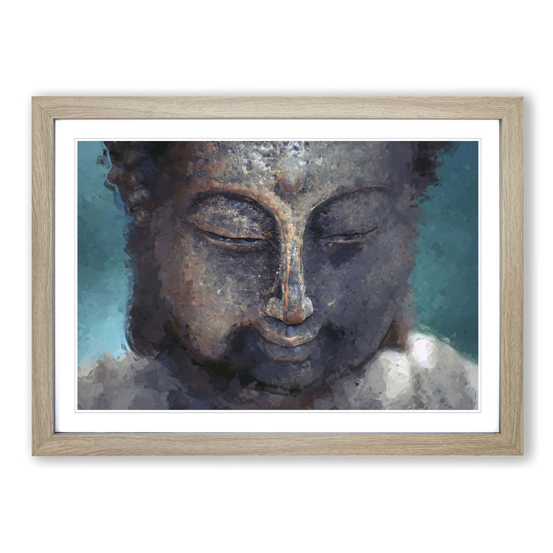The Buddha in Abstract - Picture Frame Graphic Art Print on MDF, 36cm H x 48cm W x 2cm D, Oak Framed