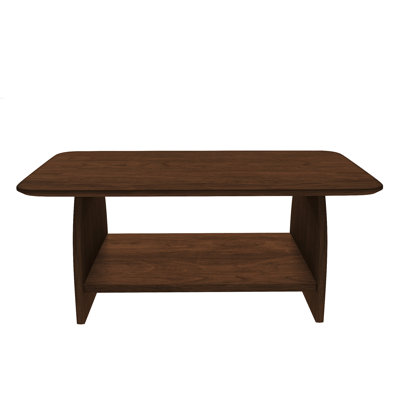 47" Modern Minimalist Rectangular Coffee Table With Double-layer Storage, Rounded Edges, Easy Assembly, Mdf For Living Room