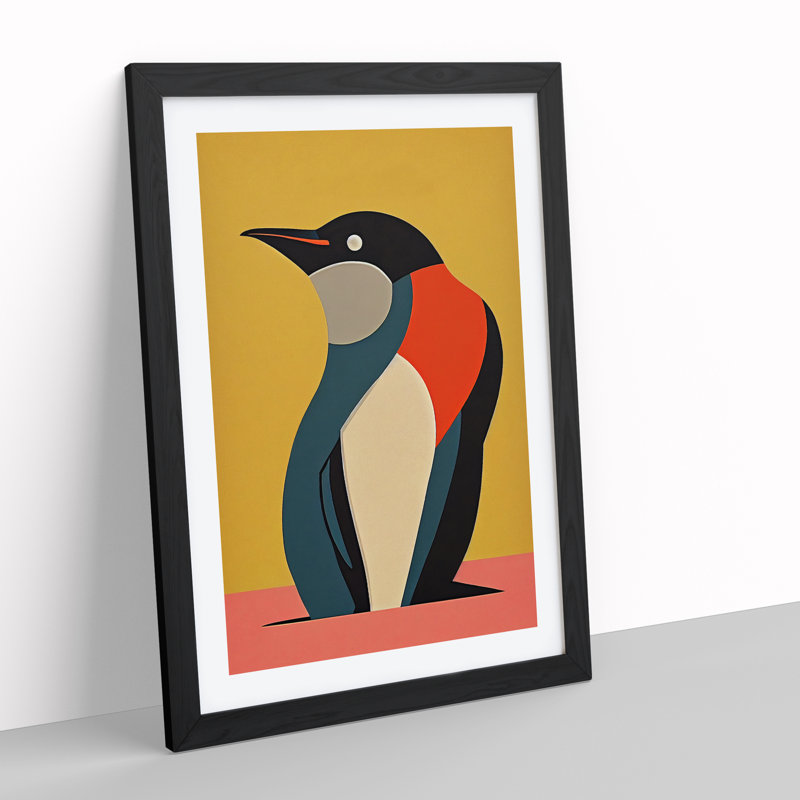 Penguin Abstract No.3 - Wall Art, Black Framed Paper, 66cm H x 48cm W, White