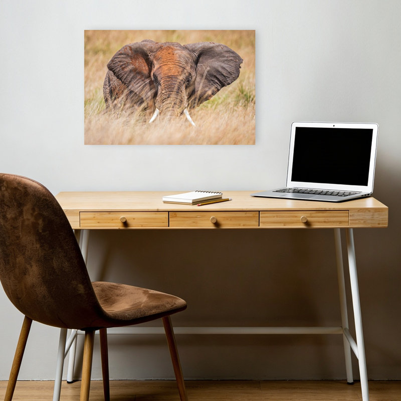Majestic African Elephant Peaceful Contemporary Elephant Nature Portrait Wall Art Print by Jeffrey C. Sink - 1 Piece Wrapped Canvas Wall Art