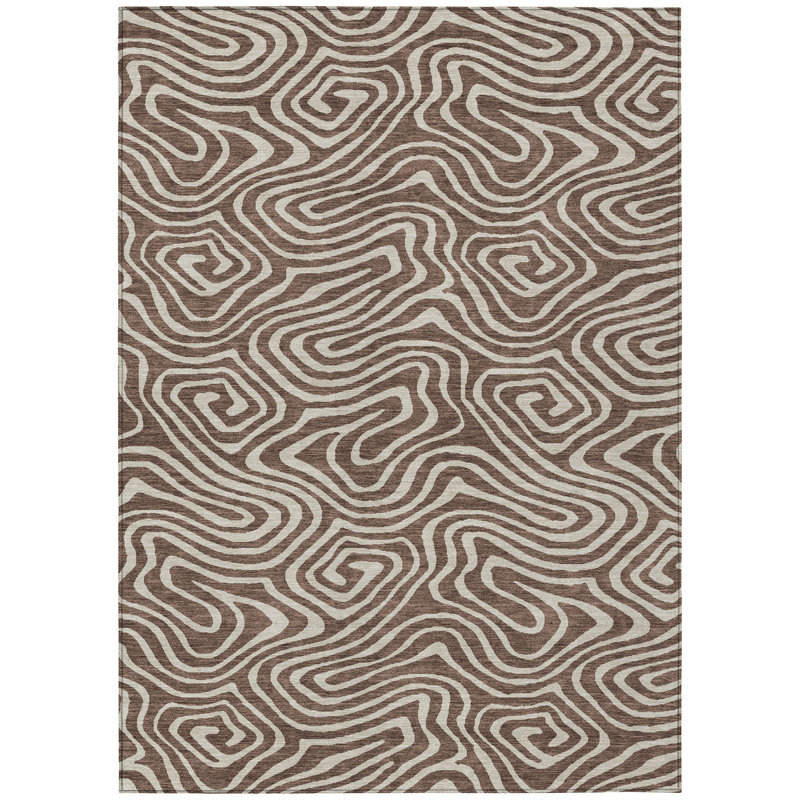 Evalora Brown Washable Indoor-Outdoor Rug - , 8' x 10'