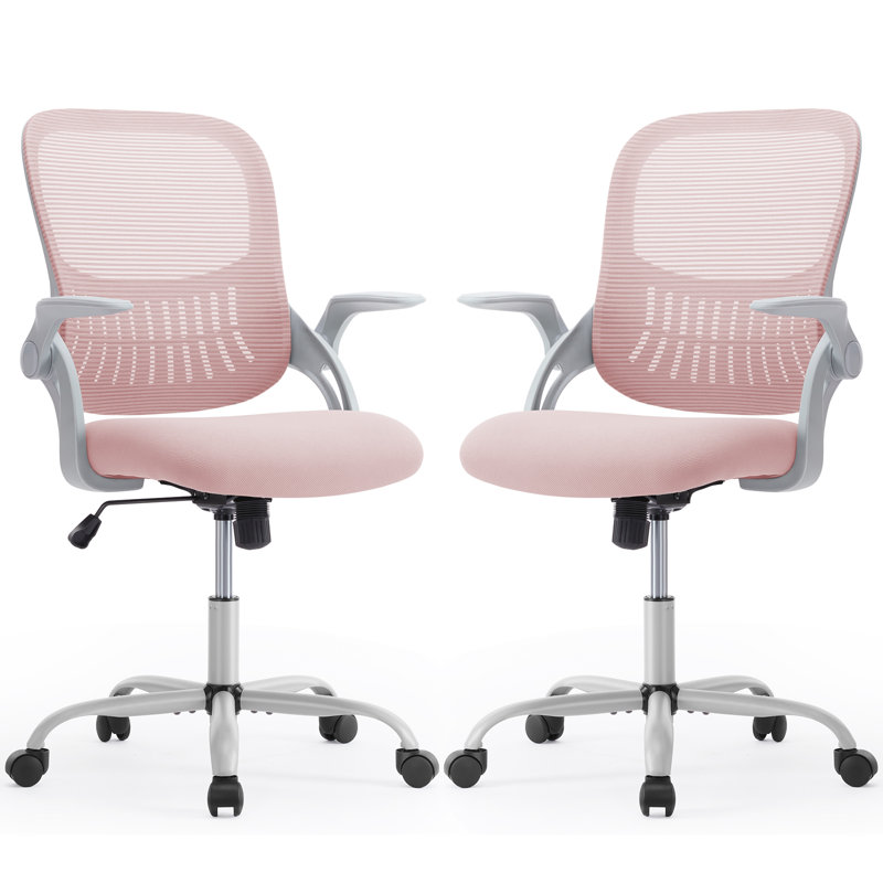 Chaise de bureau ergonomique en filet Azaryia, Gris, Rose