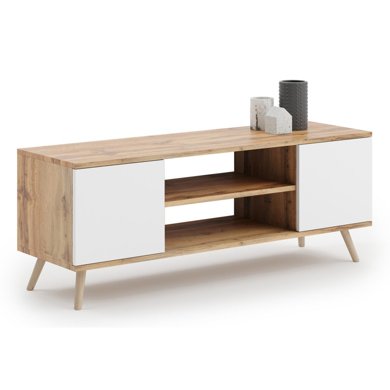 Focus RTV cabinet Craft, Oak Wood/White, 50cm H x 135cm L x 40cm D