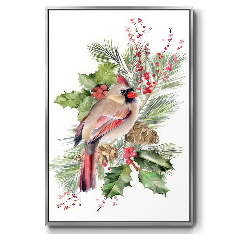 Cardinal Holly Christmas Collection B, H 25 po x l 17 po x P 1,5 po, Argent